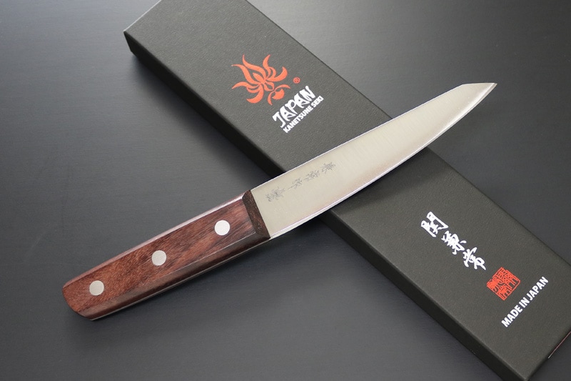 【訳アリ特価】兼常作 全鋼 骨スキ（丸）140mmよりやや短く出来た約132mm 天然木柄  (KC-335B)【限定8本】