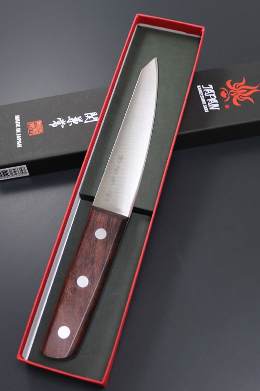 【訳アリ特価】兼常作 全鋼 骨スキ（丸）140mmよりやや短く出来た約132mm 天然木柄  (KC-335B)【限定8本】