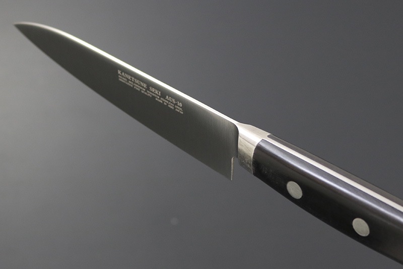 兼常作 モリブデン鋼AUS-10 口金付黒合板柄 ペティ120mm 本刃付(KC ...