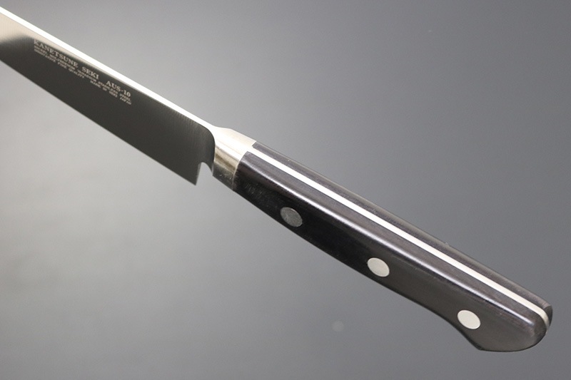 兼常作 モリブデン鋼AUS-10 口金付黒合板柄 ペティ120mm 本刃付(KC ...
