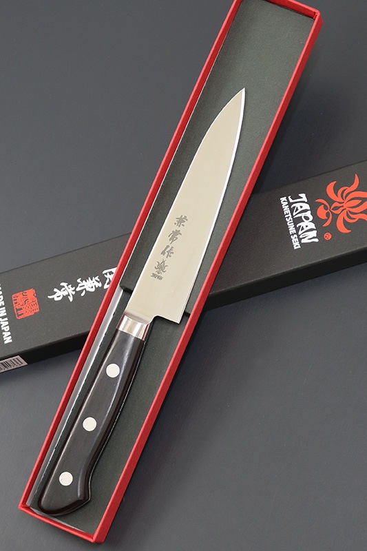 兼常作 モリブデン鋼AUS-10 口金付黒合板柄 ペティ120mm 本刃付(KC ...