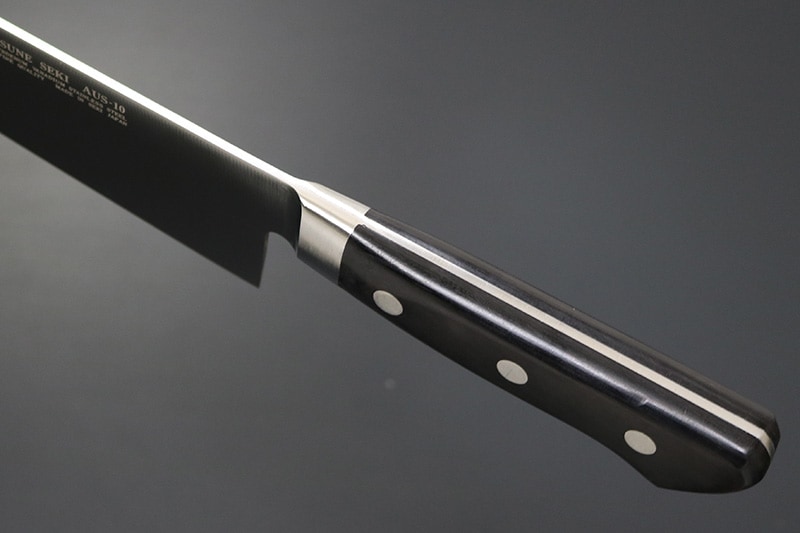 兼常作 モリブデン鋼AUS-10 口金付黒合板柄 牛刀240mm 本刃付（KC-173