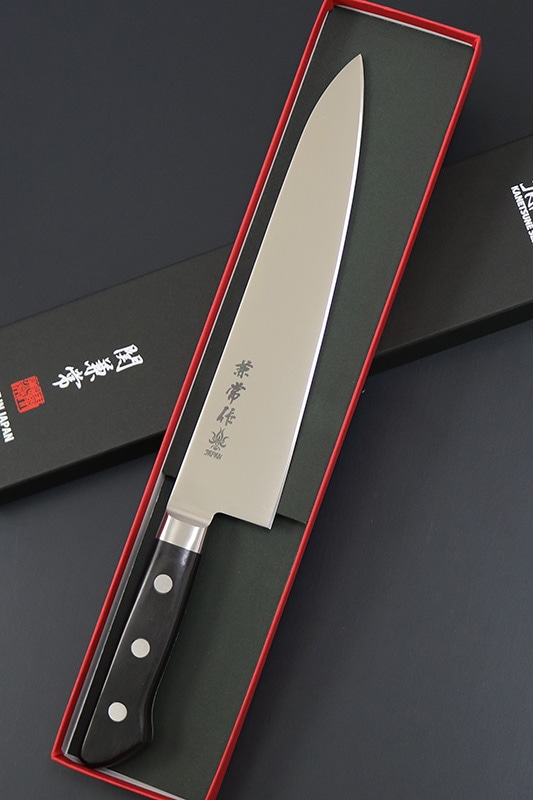 KC-172 関兼常作 AUS-10 モリブデン鋼 口金付黒合板柄 牛刀 新品 兼常作 モリブデン鋼AUS-10 口金付黒合板柄 牛刀210mm 本刃付（KC-172