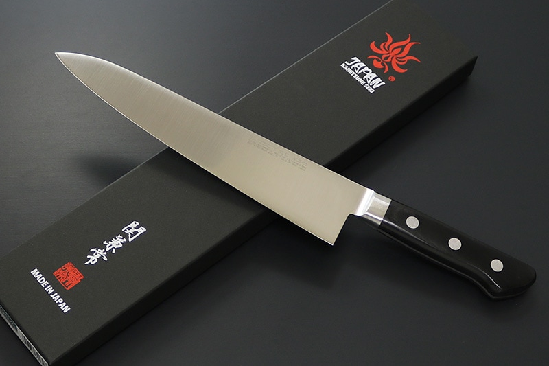 KC-172 関兼常作 AUS-10 モリブデン鋼 口金付黒合板柄 牛刀 新品 兼常作 モリブデン鋼AUS-10 口金付黒合板柄 牛刀210mm 本刃付（KC-172