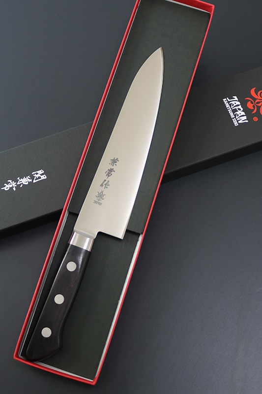 KC-171 関兼常作 AUS-10 モリブデン鋼 口金付黒合板柄 牛刀 兼常作 モリブデン鋼AUS-10 口金付黒合板柄 牛刀180mm 本刃付