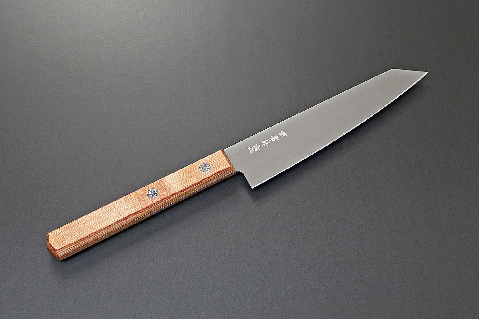 兼常作 切付ペティナイフ　120mm  赤合板柄【レザーシース付き】　(KB-307)　【一般便】