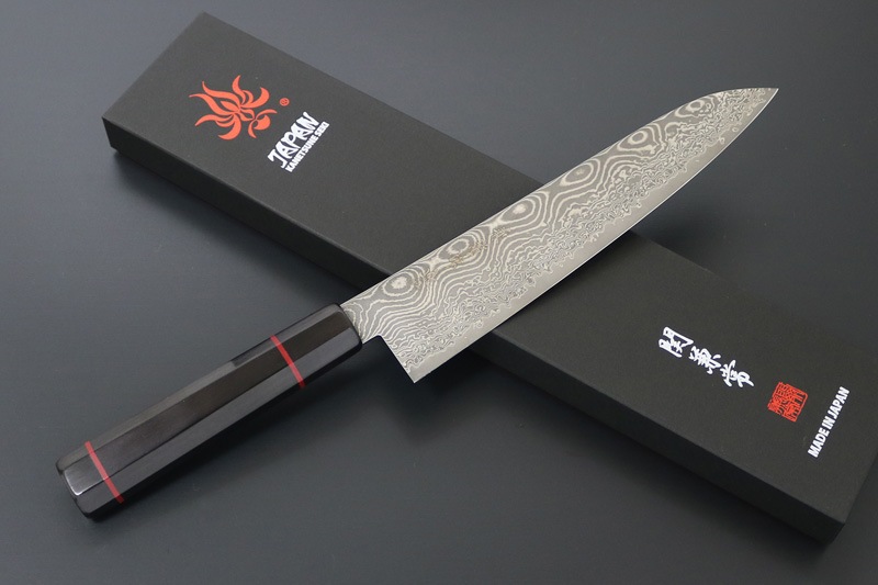 【訳あり商品】兼常作 波飛沫シリーズ　和牛刀205mm (KC-842 B-003)