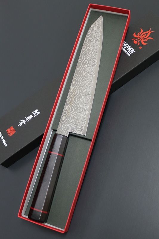 【訳あり商品】兼常作 波飛沫シリーズ　和牛刀205mm (KC-842 B-003)