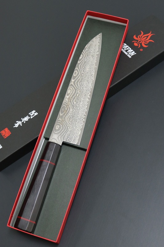 【訳あり商品】兼常作 波飛沫シリーズ　和牛刀190mm (KC-842 B-006)