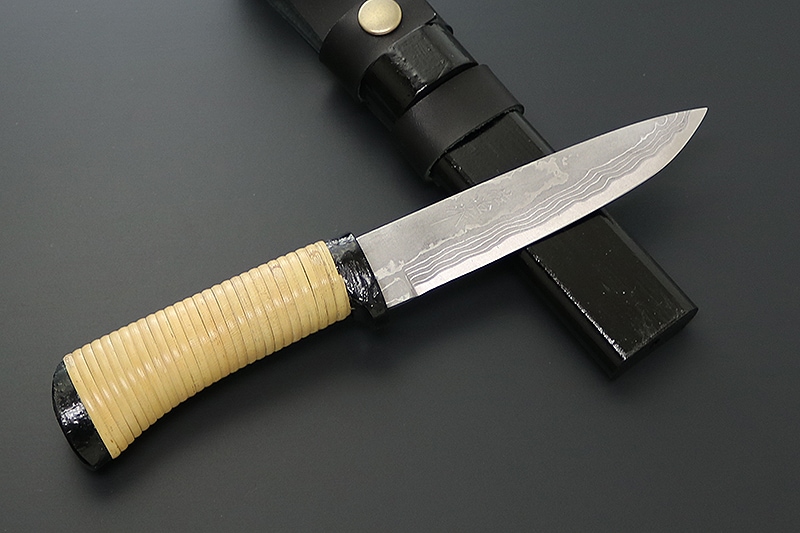 【佐治作】ブッシュクラフトナイフ｜木製ハンドル・木製鞘付き｜全長33cm 佐治作】ブッシュクラフトナイフ｜木製ハンドル・木製鞘付き