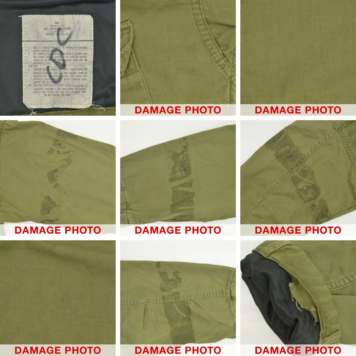 ジャケット・アウター 70s vintage US ARMY CHEMICAL PROTECTIVE Vtg 70s US Military OG Stencil Chemical Protective Suit