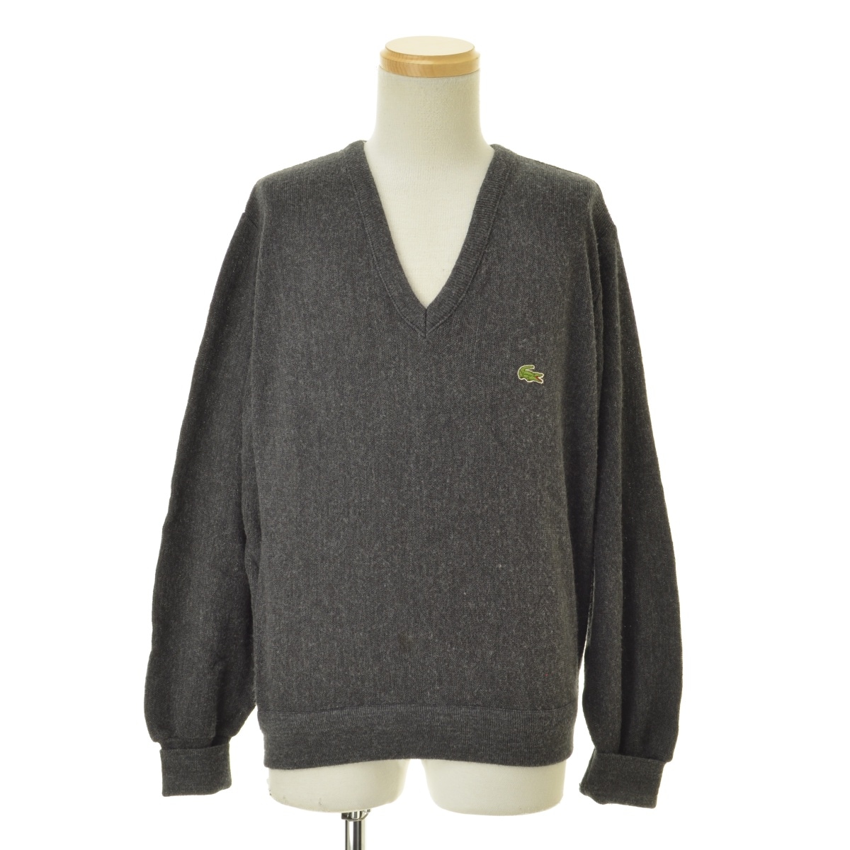 XL/古着 ラコステ LACOSTE IZOD 長袖 ブランド ニット カーディガン メンズ 90s ワンポイントロゴ アクリル Vネック 水色 23oct11 中古 ト 70s 80s ビンテージ □ アイゾッド ラコステ 長袖 ボーダー