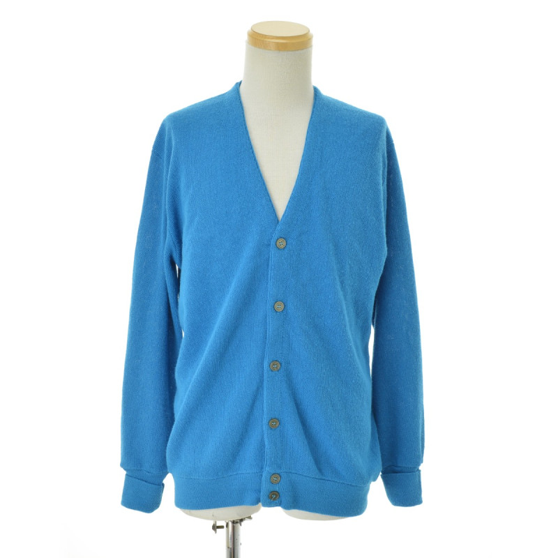 80s vintage Y's for men ウールカーディガン　ブルー日本製 ブランド古着】THE FOX COLLECTION 80s アクリルニット 長袖
