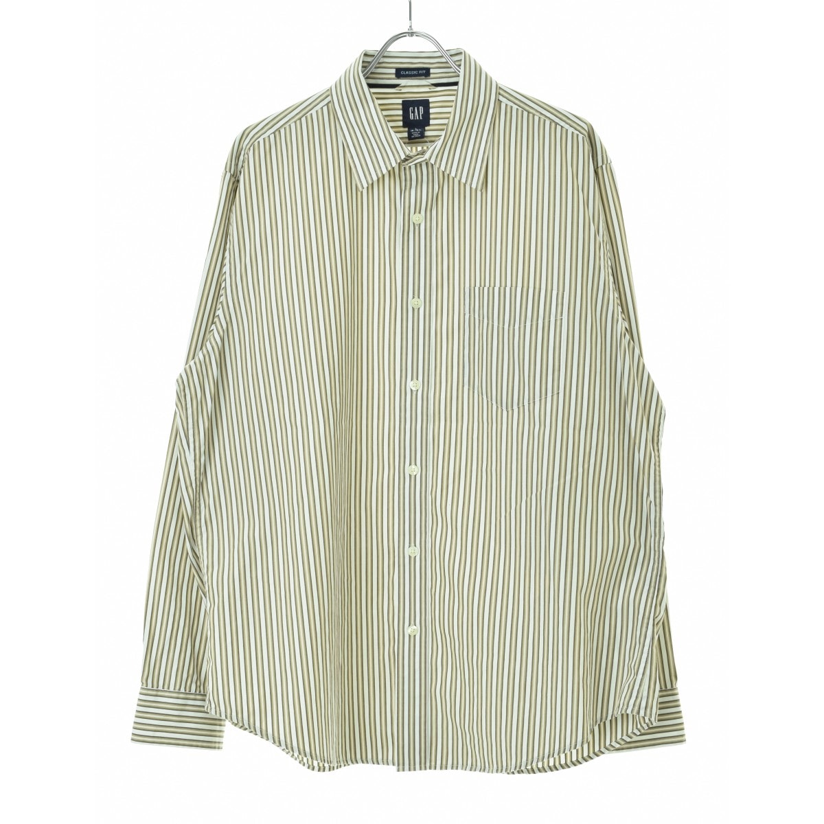 ギャルソンSHIRTベージュ×ストライプ長袖カットソー ブランド古着】GAP / ギャップ CLASSIC FIT ストライプ 長袖シャツ