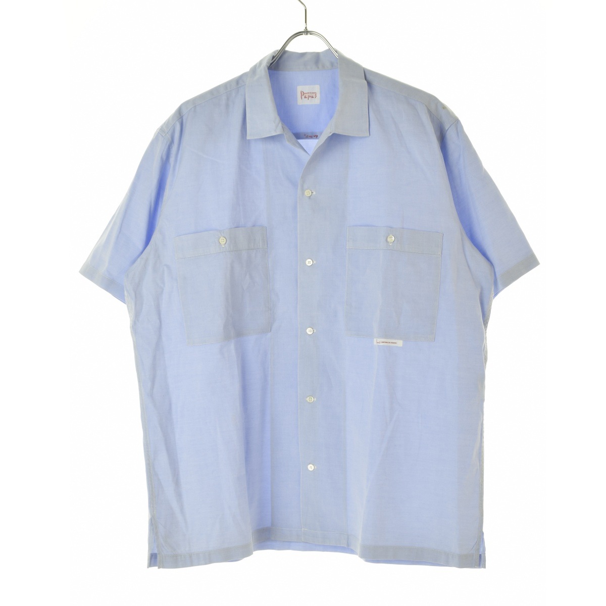 PAPAS 半袖シャツ PAPAS パパスPapas リネンシャンブレーオープン