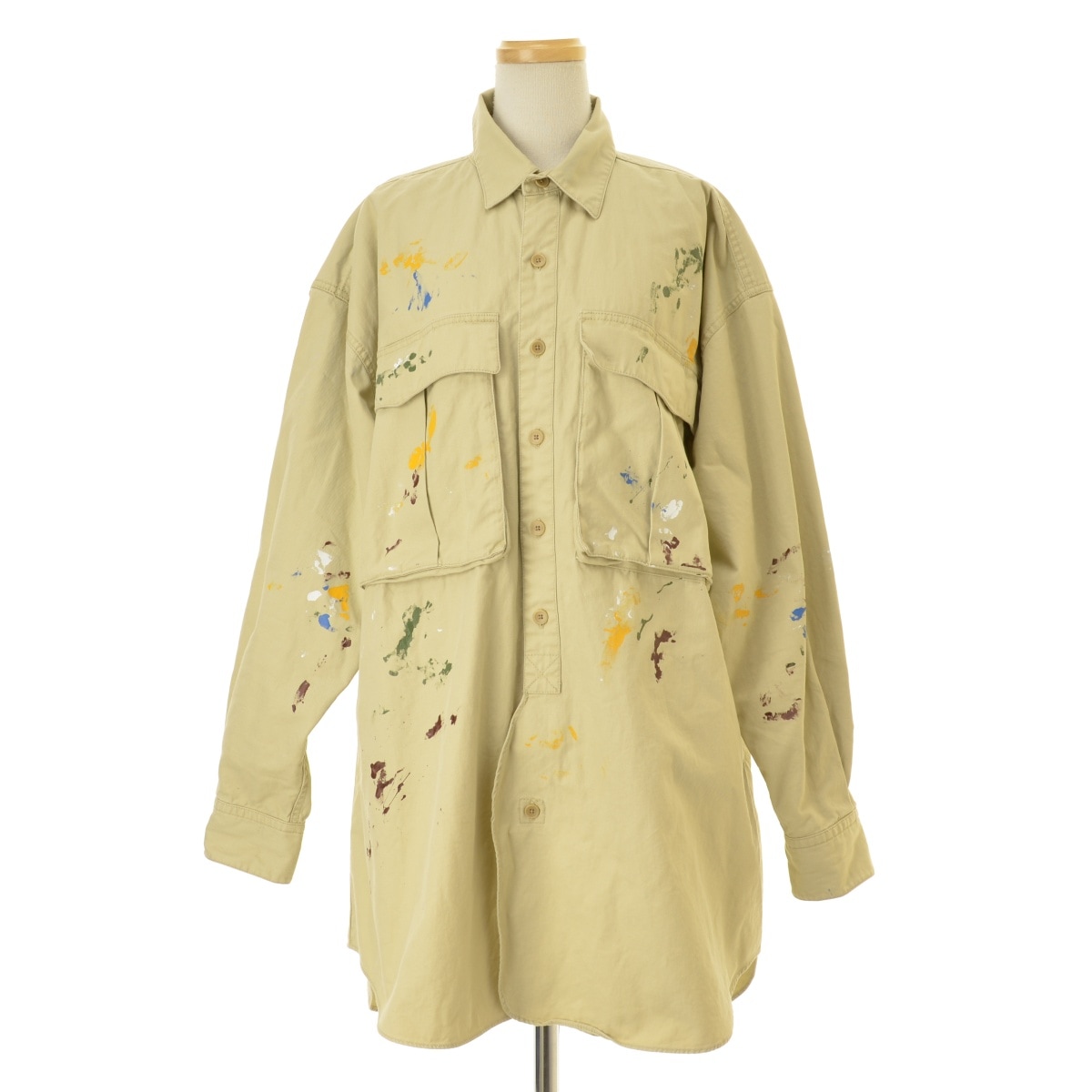 KATHARINE HAMNETT - 【KATHARINEHAMNETT】23AW 23A-KHLS-11 COTTON TWILL PAINTED LONG SH コットン ツイル ペイント長袖シャツ ブランド古着】KATHARINE HAMNETT / キャサリンハムネット 23AW
