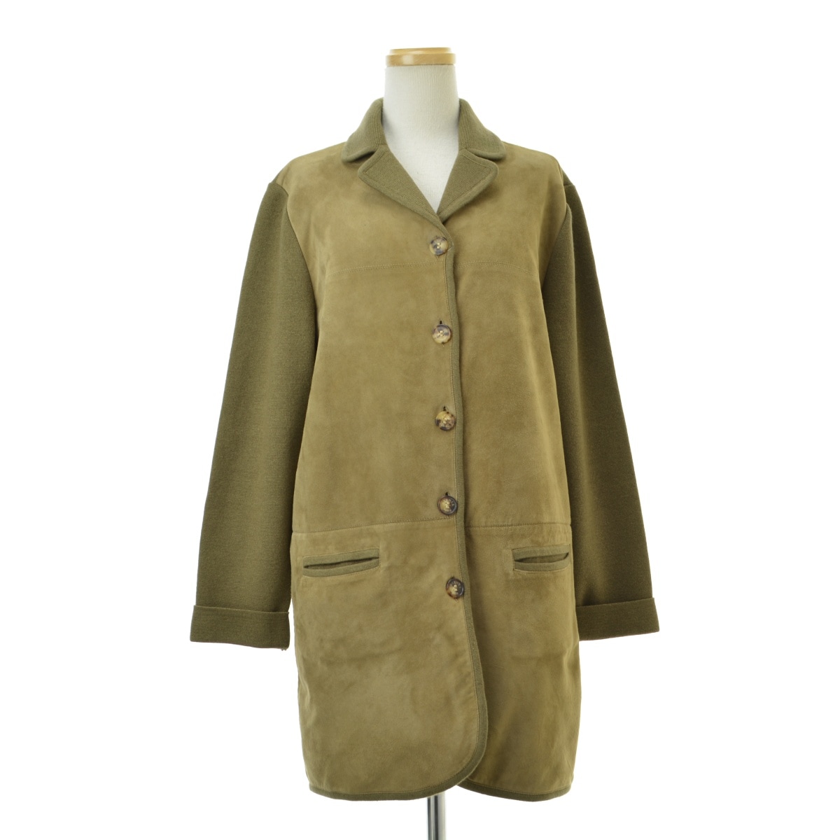 美品 HERMÈS エルメス　カシミア ベルト付き　グリーン　コート　ジャケット HERMES - 極美品 エルメス HERMES コート ロングコート ダブルブレスト