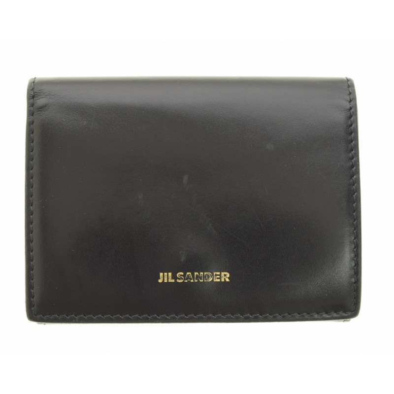 JIL SANDER 三つ折り財布 ブラック コンパクト Baby wallet JIL SANDER 三つ折り 財布 JIL SANDER 黒 レザー 三つ折り財布ジル