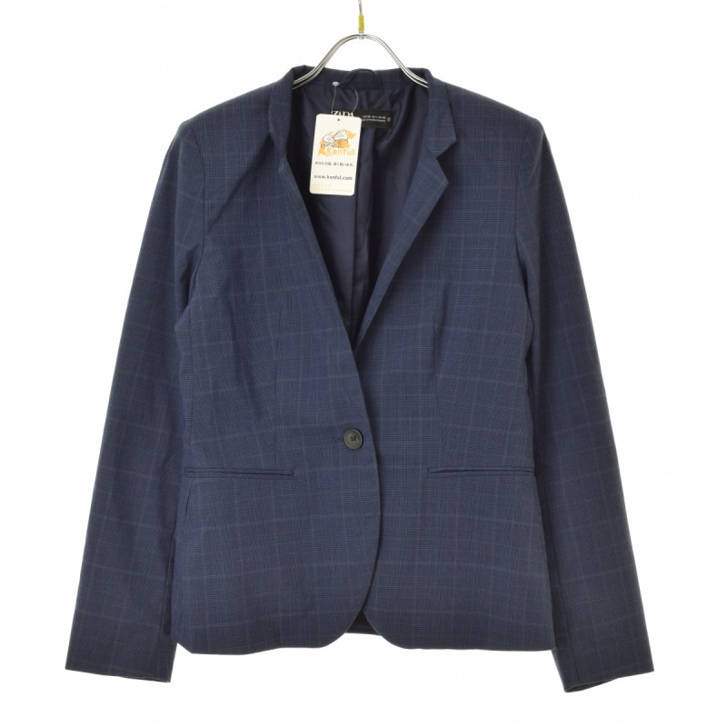 ★即発送★【ZARA】ザラリネン7分袖ブレザー ブランド古着】ZARA / ザラ 8073/120/401 チェック テーラー