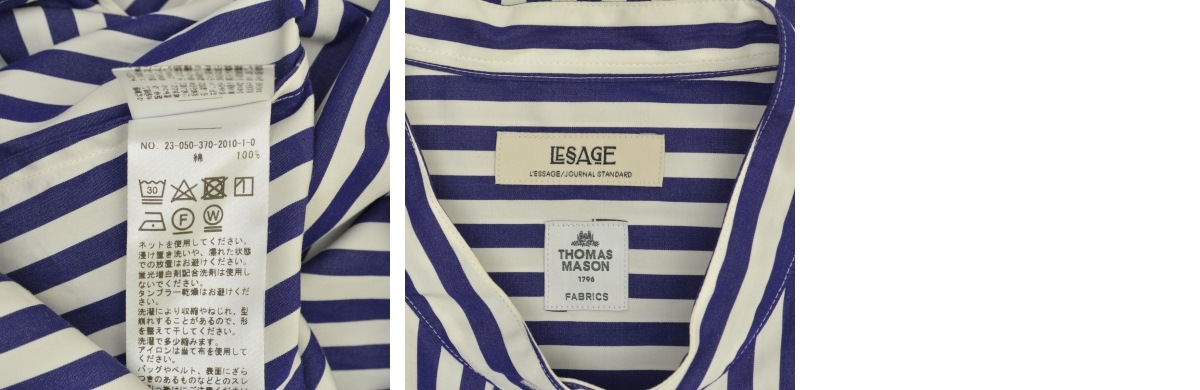ジャーナルスタンダードレサージュ THOMAS MASONスタンドカラーシャツ journal standard L'essage（ジャーナルスタンダードレサージュ）の