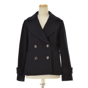 ドゥロワー カシミヤ混 ウールメルトンPコート ブラック 金ボタン ドゥロワー カシミヤ混 ウールメルトンPコート ブラック 金ボタン 楽天