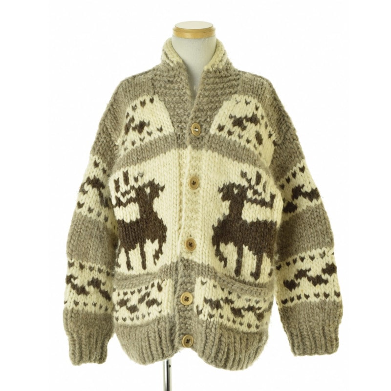 【未使用タグ付】 KANATA カナタ カウチンニット トナカイ柄 42 ブランド古着】KANATA / カナタ トナカイ柄ハンドニットウール