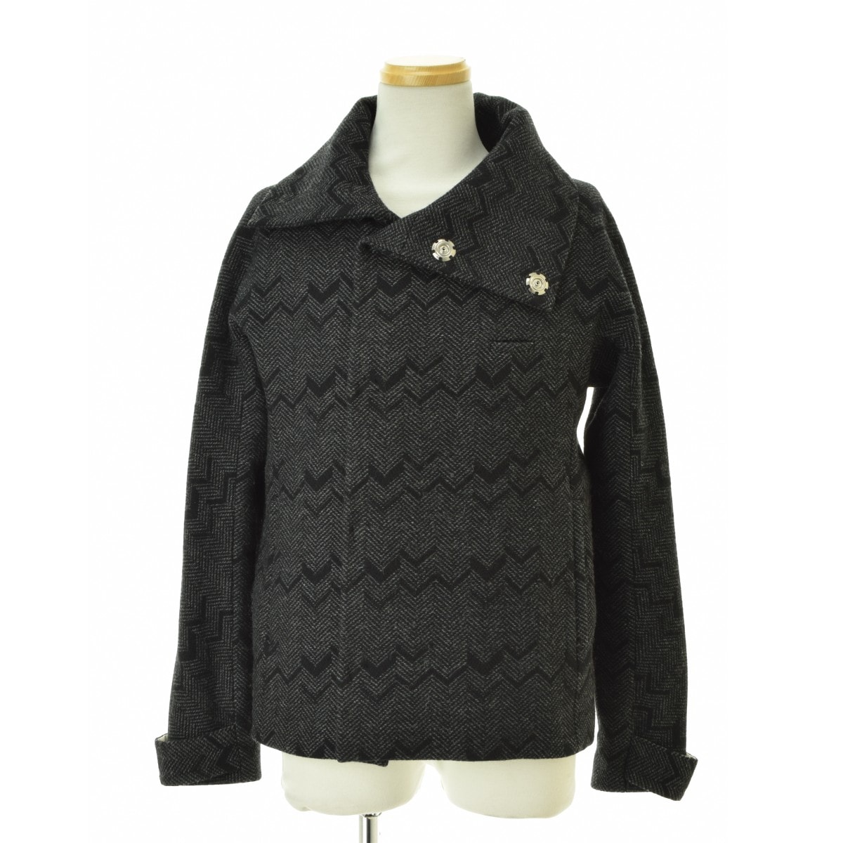 Dulcamara ドゥルカマラ ヘリンボーン ハイネックジャケット(美品) Dulcamara - 【美品】Dulcamara ドゥルカマラ ヘリンボーン