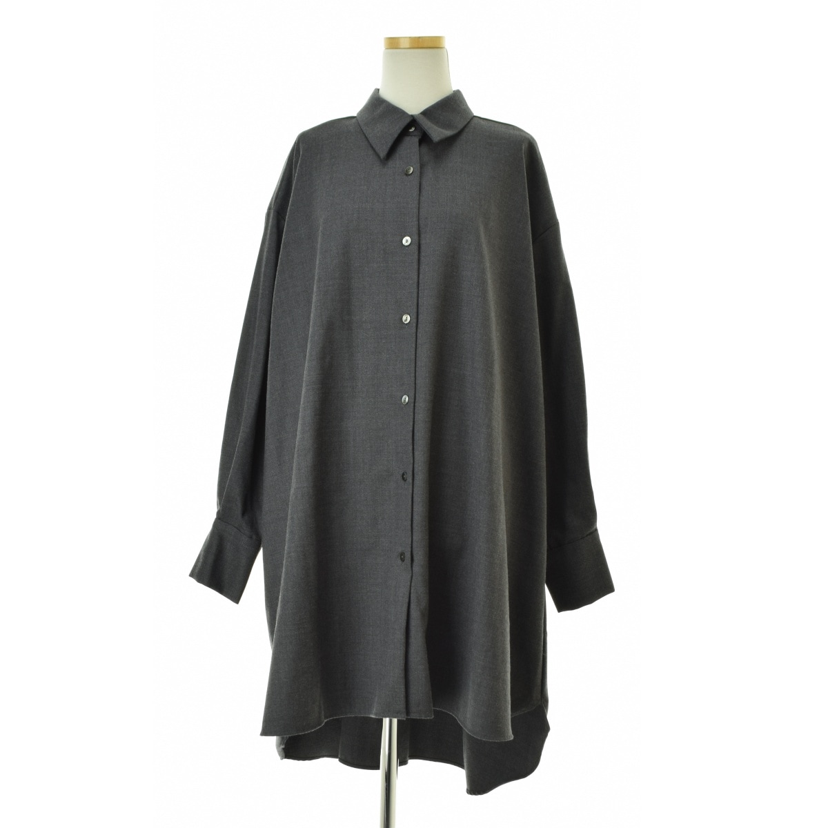mizuiroind ミズイロインド ウールブレンド Aラインチュニックシャツ ブランド古着】mizuiro-ind / ミズイロインド ウールブレンドA