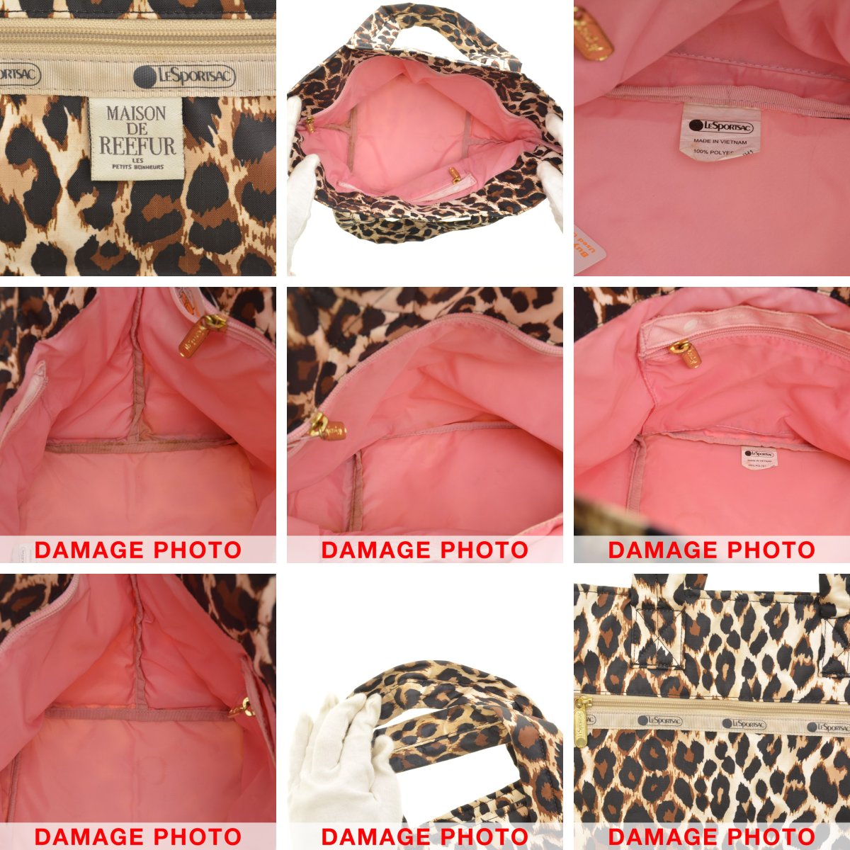 美品 レスポートサック×メゾンドリーファ レオパード トートバッグ グレー ブランド古着】LESPORTSAC × Maison de Reefur