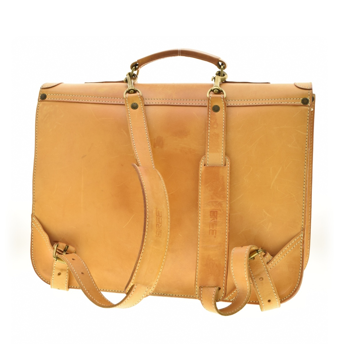 【美品】BREE ブリー　付属品完備　3wayレザーバッグ　高級総本革鞄　正規品 ブランド古着】BREE 3WAY ヌメ革 レザー リュック バッグ