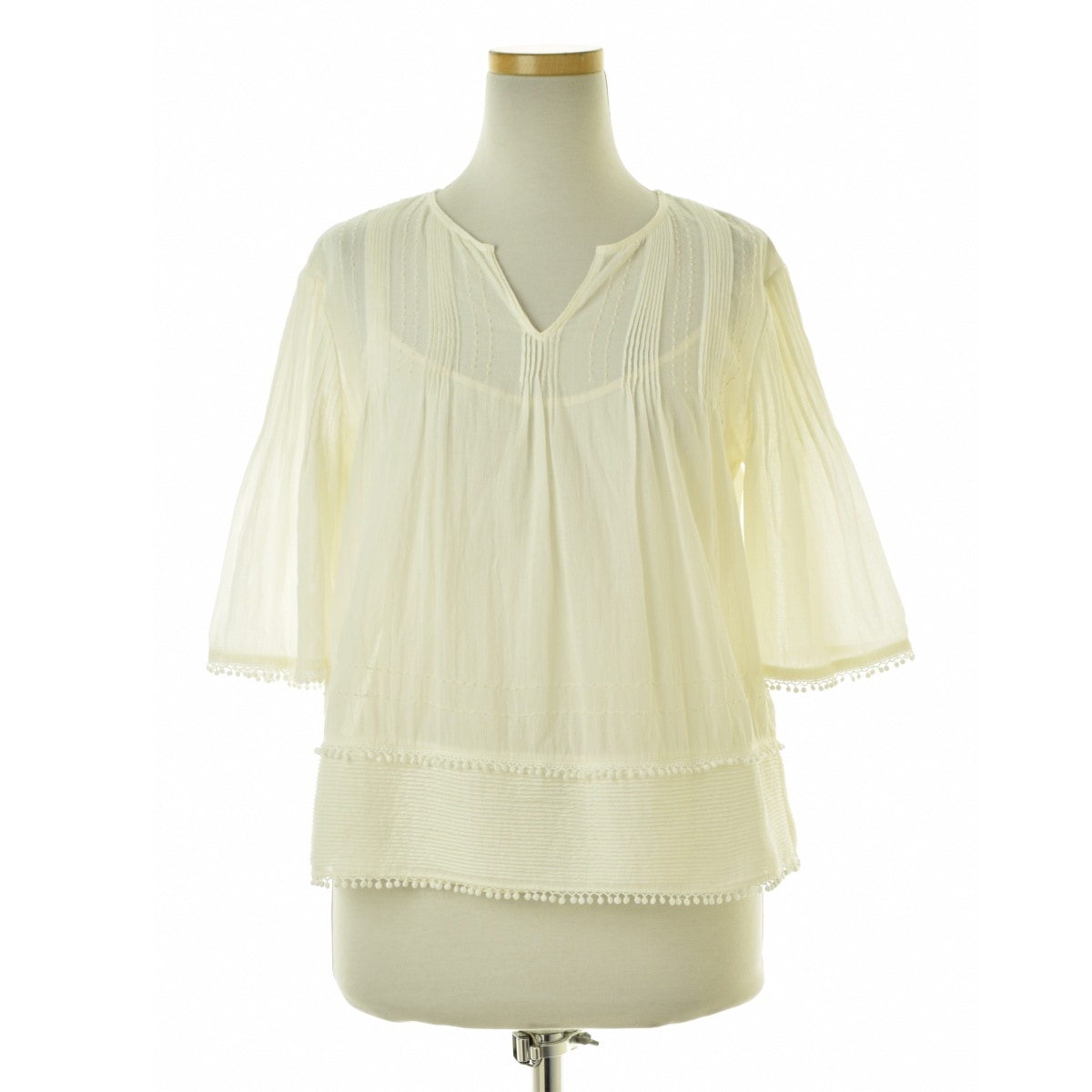 ブランド古着】BURBERRY BRIT レースギャザーシフォン スキッパー 七分  