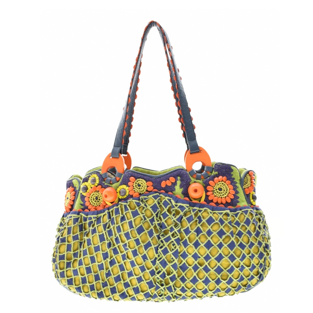 ジャマンピュエッシュ　ビーズ刺繍レザーハンドバッグ ブランド古着】JAMIN PUECH / ジャマンピュエッシュ ビーズ刺繍