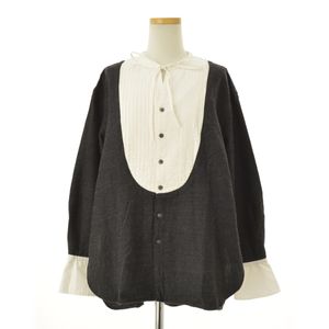 MANON / ޥΥ PIN TUCK RIBBON BLOUSE ԥ󥿥åܥ֥饦 Ĺµ֥饦 