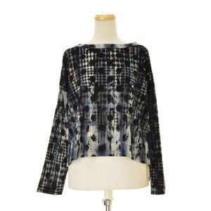 Y'S / 磻 YM-T19-676 HOUNDTOOTH DOTS TULLE CROPPED ROUND NECK T Ĺµåȥ 