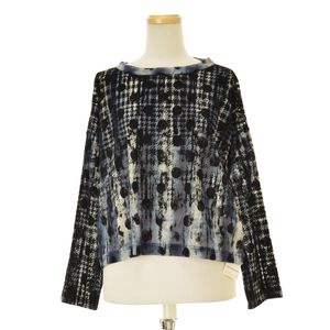 Y'S / 磻 YM-T19-676 HOUNDTOOTH DOTS TULLE CROPPED ROUND NECK T Ĺµåȥ 