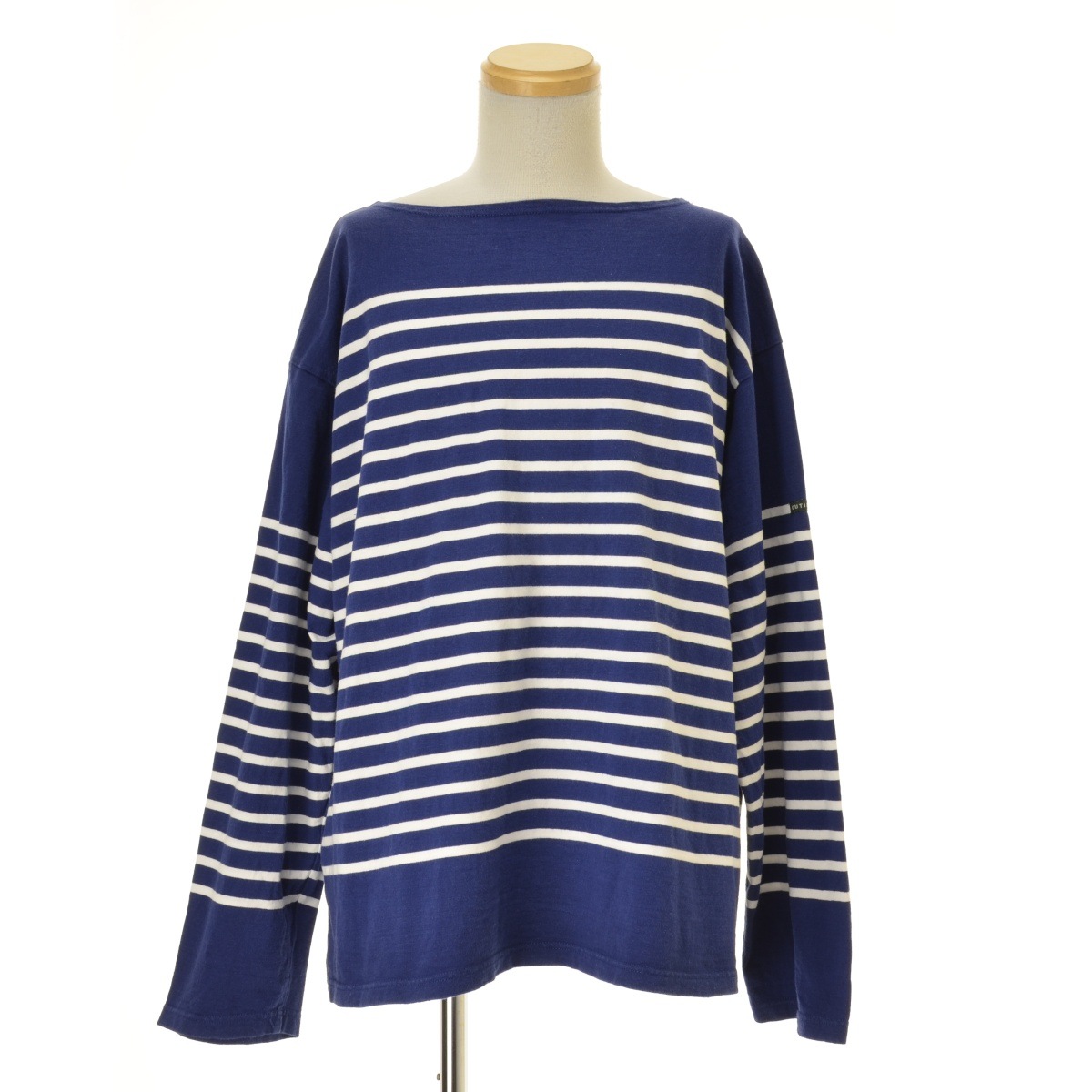Outil ネイビー/ホワイトストライプ ボートネックカットソー サイズ:2