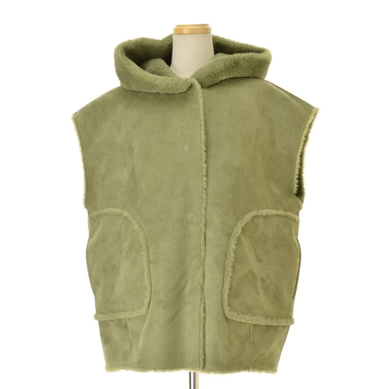 THREEDOTS / ���꡼�ɥå� DR0002Y Double face fake fur hooded vest �ե������ࡼ�ȥ� �٥��� 