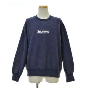 SUPREME / ����ץ꡼�� 25SS Washed Box Logo Crewneck Navy Ĺµ�������å� 