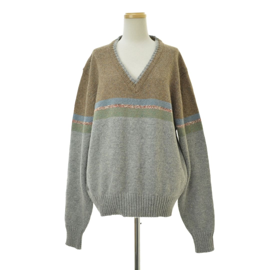 【IZODLACOSTE】70s 糸巻きタグ Vネックアクリル長袖ニットセーター ブランド古着】IZOD LACOSTE / アイゾッドラコステ 70s〜80s