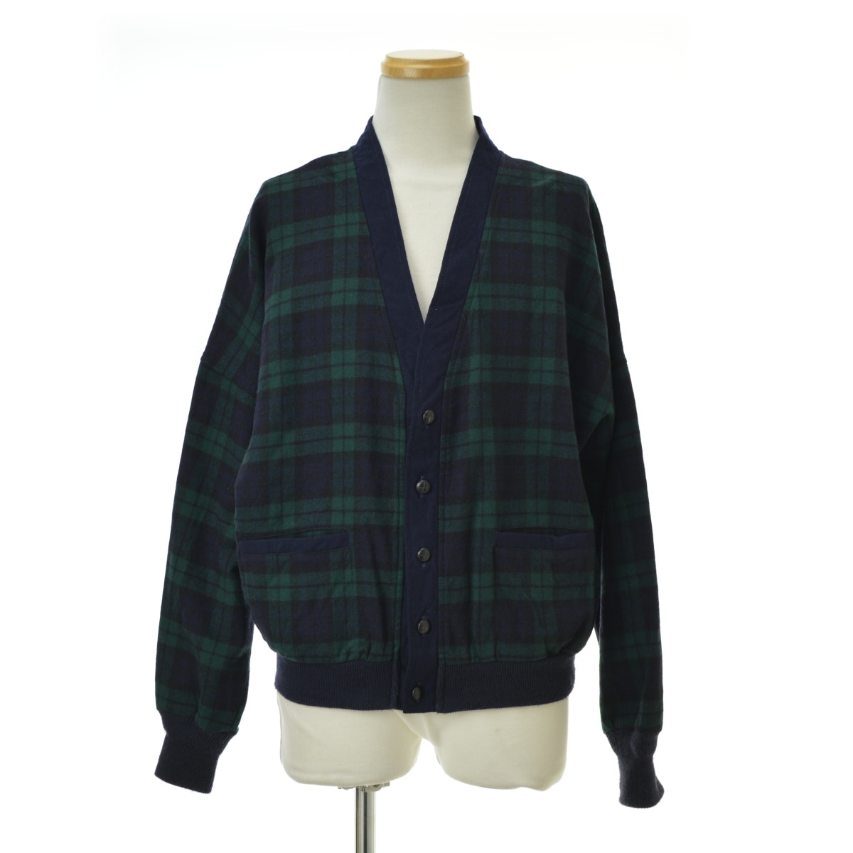 【PENDLETON】80s〜 ブラックウォッチ長袖カーディガン ブランド古着】PENDLETON / ペンドルトン 80s〜 ブラック