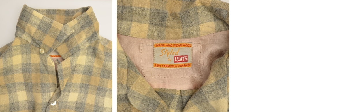 【LEVIS】60s オープンカラー チェック ウール長袖シャツ ブランド古着】LEVIS / リーバイス 60s オープンカラー チェック
