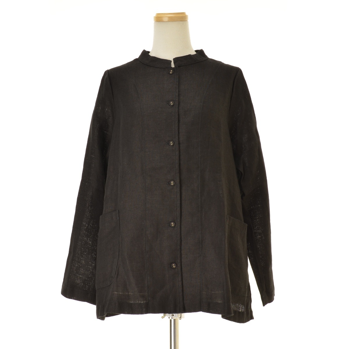 レディース fog linen work フォグリネンワーク リネンジャケット 黒 麻100