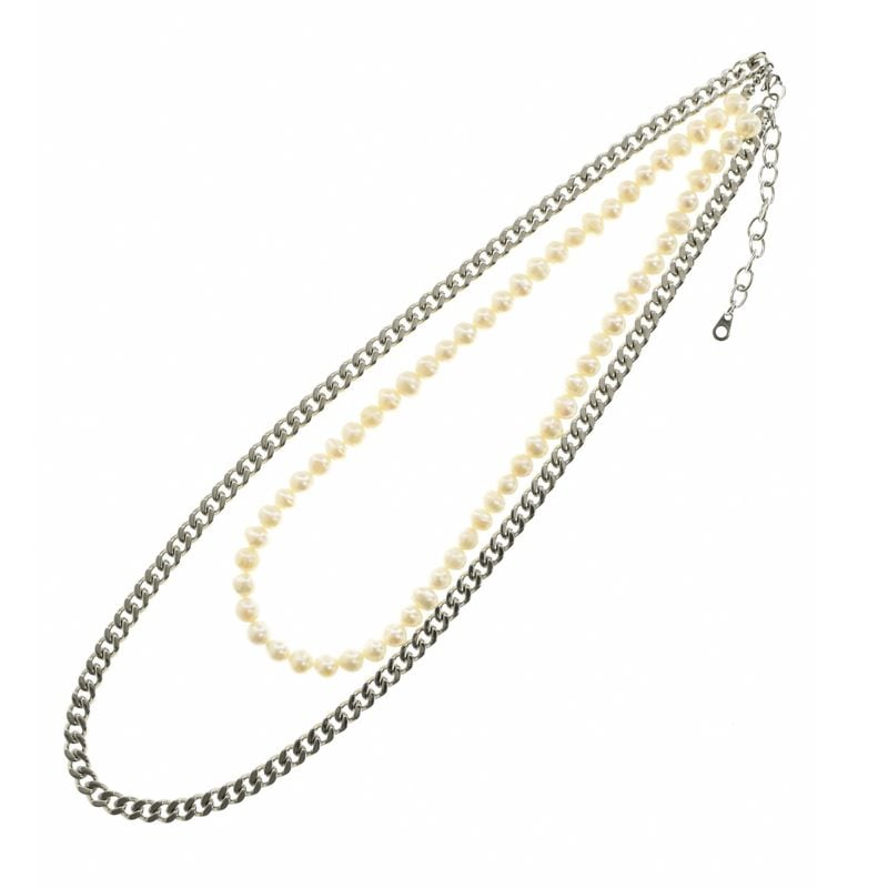 Chains Pro Dainty Choker Cuban Chain with Pearl �ѡ���ǥ������������ �ͥå��쥹 