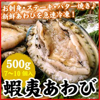 蝦夷あわび　500g（7～10個入） アワビ 鮑 送料無料（沖縄宛は別途送料2,200円頂戴いたします）