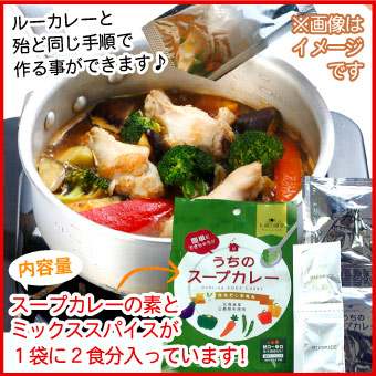「メール便送料無料」札幌の食卓 うちのスープカレー（昆布だし和風）３袋（６食入）MIXスパイス付き（代引不可・着日指定不可・同梱不可）