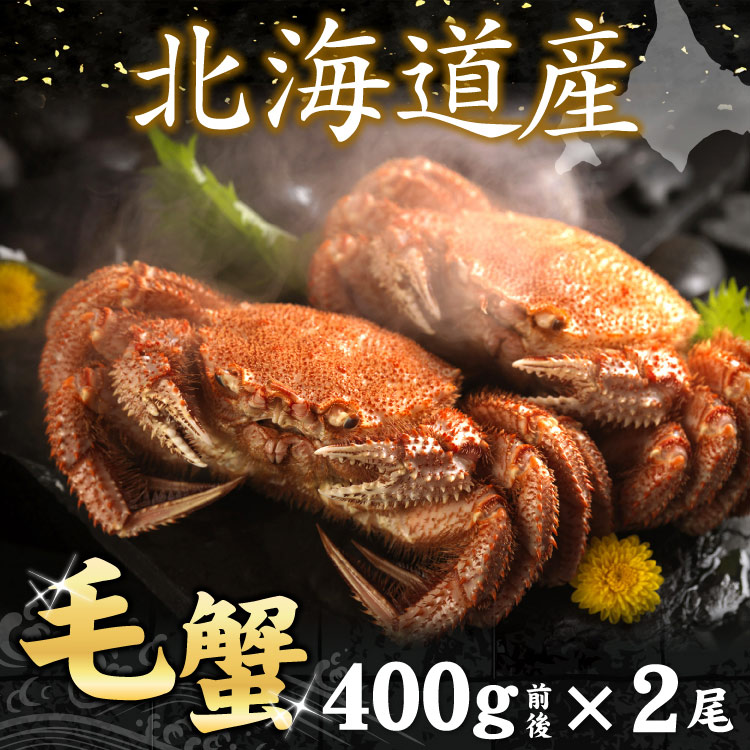 毛蟹（毛ガニ）400g前後×2尾入 送料無料（沖縄宛は別途送料2,200円頂戴いたします）