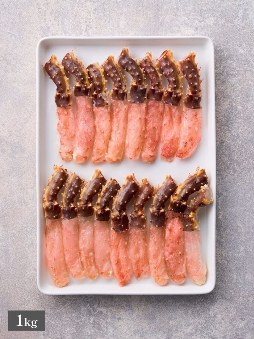 【5Lサイズ】北海道産 大型生たらば棒肉フルポーション1kg（お刺身可） ※Kani-to特製かに酢