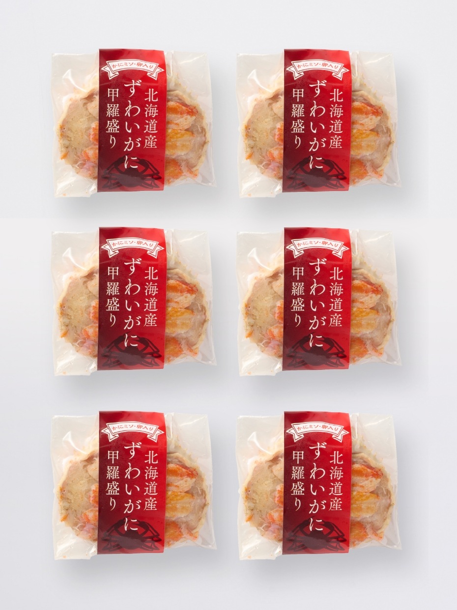 北海道産ズワイ甲羅盛り／かにミソ・卵入り6個セット ※Kani-to特製かに酢付き