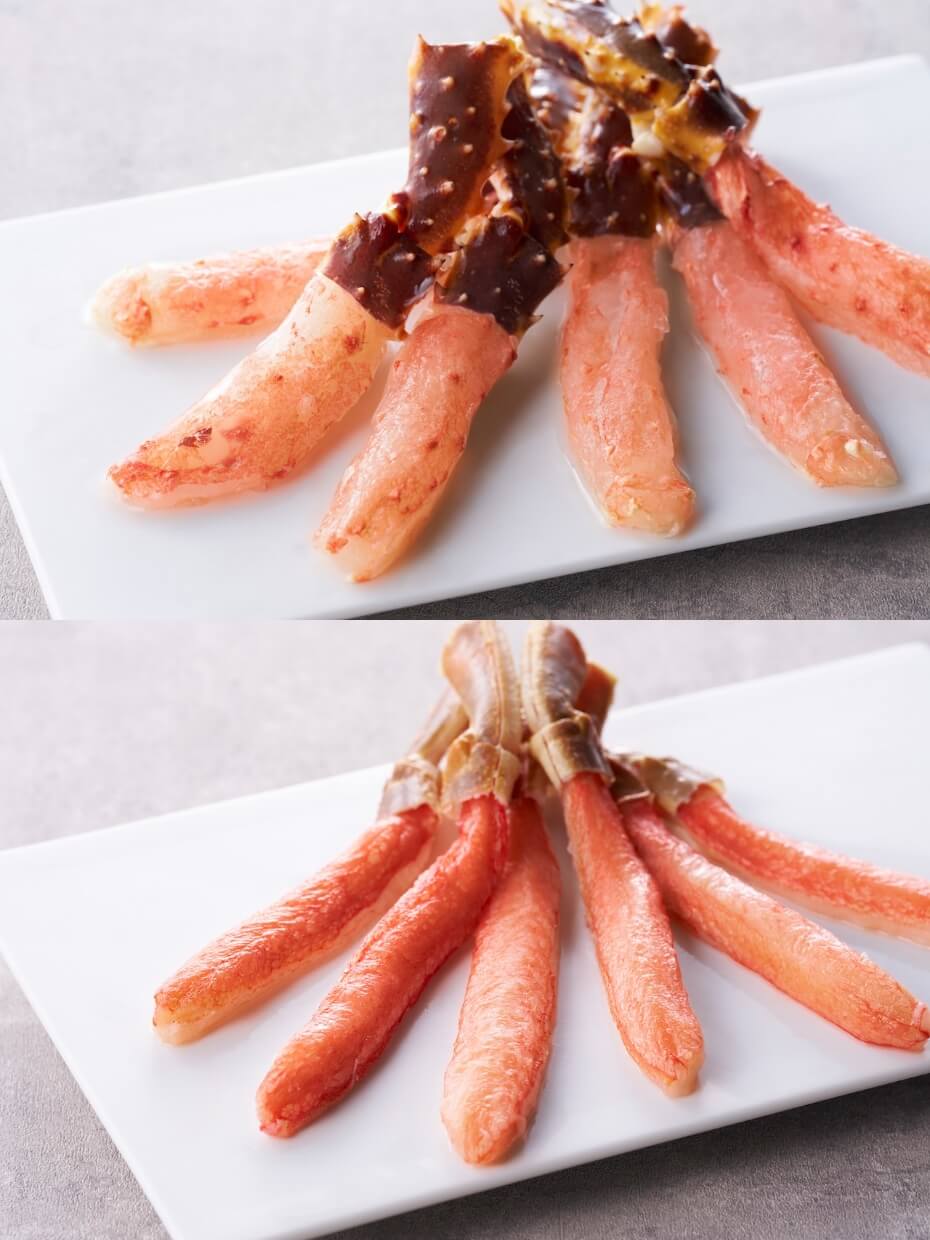 【5Lサイズ】北海道産 大型生たらば棒肉フルポーション 500g ※Kani-to特製かに酢付き・Kani-to特製焦がし蟹バター風味ソース付き