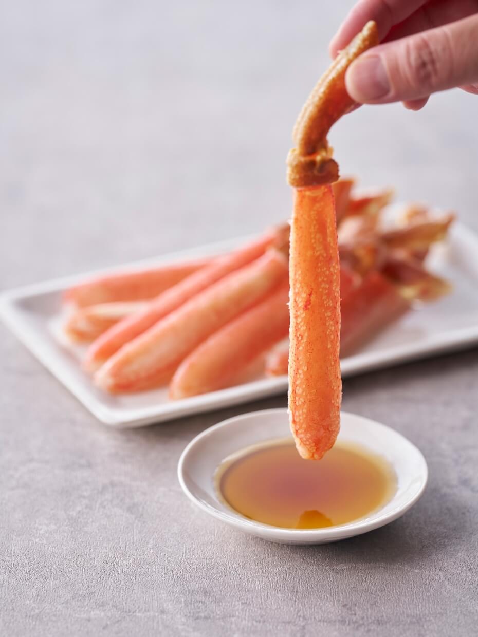 【5L～6Lサイズ】大型生ずわい棒肉 フルポーション(お刺身可) 計1kg ※Kani-to特製かに酢付き